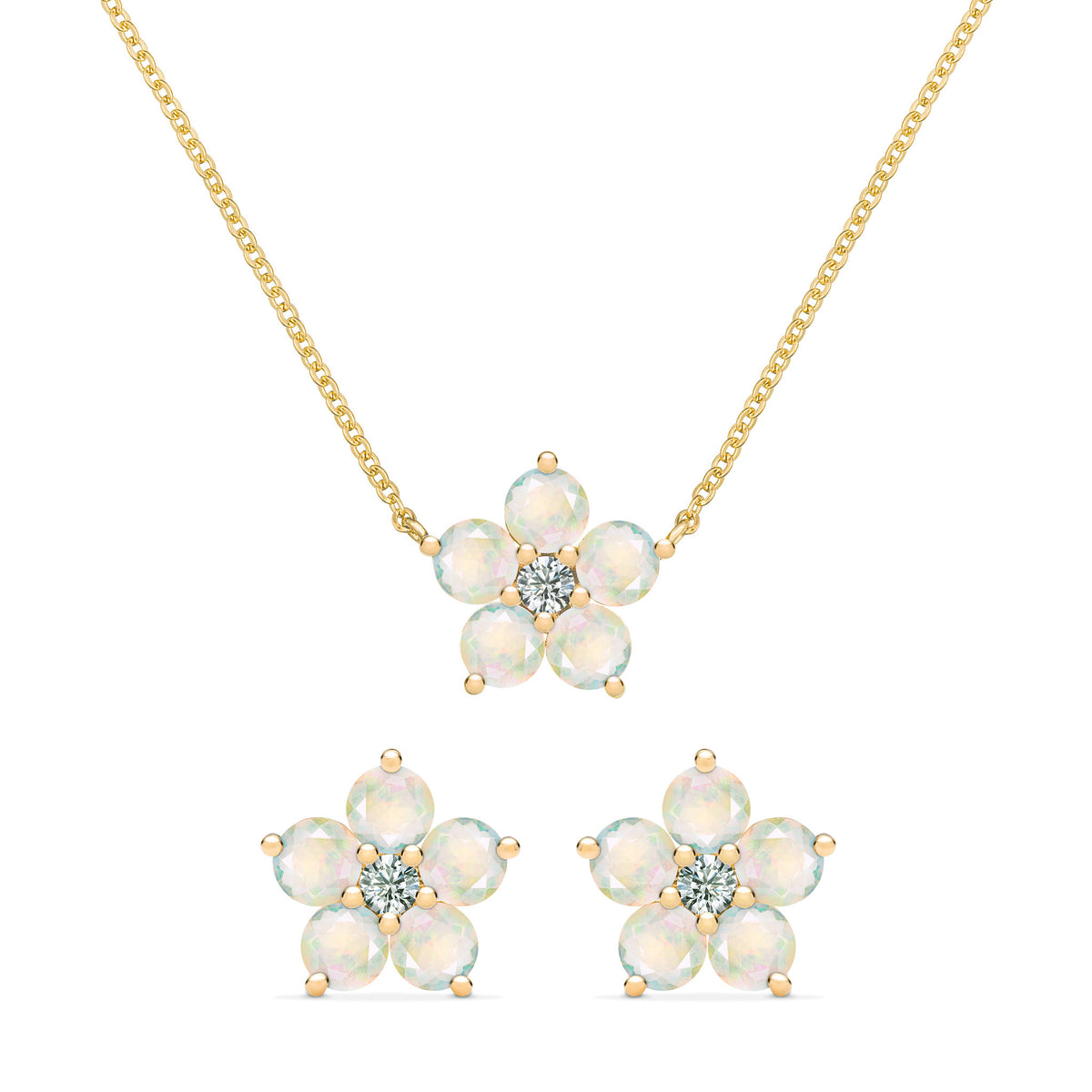 TAI SILVER WITH MAN MADE OPAL NECKLACE & EARRING SET – Paasolainen's Gifts