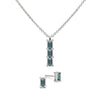 Providence 3 Alexandrite pendant and stud earrings set with petite baguette stones set in 14k white gold