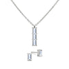 Providence 3 Aquamarine pendant and stud earrings set with petite baguette stones set in 14k white gold