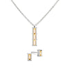 Providence 3 Citrine pendant and stud earrings set with petite baguette stones set in 14k white gold