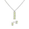Providence 3 Peridot pendant and stud earrings set with petite baguette stones set in 14k white gold