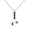 Providence 3 Ruby pendant and stud earrings set with petite baguette stones set in 14k white gold