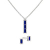 Providence 3 Sapphire pendant and stud earrings set with petite baguette stones set in 14k white gold
