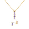 Providence 3 Amethyst pendant and stud earrings set with petite baguette stones set in 14k yellow gold - front view