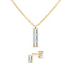 Providence 3 Aquamarine pendant and stud earrings set with petite baguette stones set in 14k yellow gold - front view