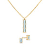 Providence 3 Nantucket Blue Topaz pendant and stud earrings set with baguette stones set in 14k yellow gold - front view