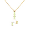 Providence 3 Peridot pendant and stud earrings set with petite baguette stones set in 14k yellow gold - front view
