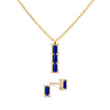 Providence 3 Sapphire pendant and stud earrings set with petite baguette stones set in 14k yellow gold - front view