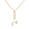 Providence 3 White Topaz pendant and stud earrings set with petite baguette stones set in 14k yellow gold - front view