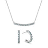 Rosecliff bar necklace and huggie earrings featuring 2 mm faceted round cut alexandrites prong set in 14k white gold