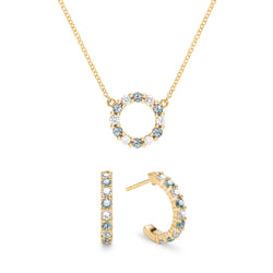Rosecliff Small Circle Diamond & Alexandrite Necklace and Earrings Set in 14k Gold (June)