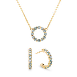 Rosecliff Small Circle Alexandrite Necklace and Earrings Set in 14k Gold (June)