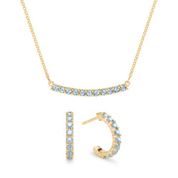 Rosecliff Nantucket Blue Topaz Necklace and Earrings Set in 14k Gold (December)