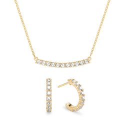 Rosecliff Diamond Necklace and Earrings Set in 14k Gold (April)
