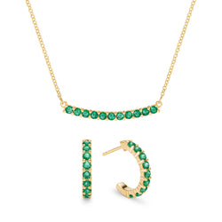 Rosecliff Emerald Necklace and Earrings Set in 14k Gold (May)