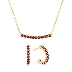 Rosecliff Garnet Necklace and Earrings Set in 14k Gold (January)