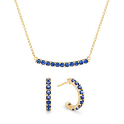 Rosecliff Sapphire Necklace and Earrings Set in 14k Gold (September)
