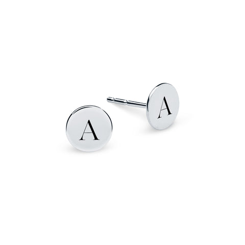 Letter A Stud Earrings in 14k Gold - White Gold