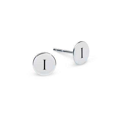 Letter I Stud Earrings in 14k Gold - White Gold