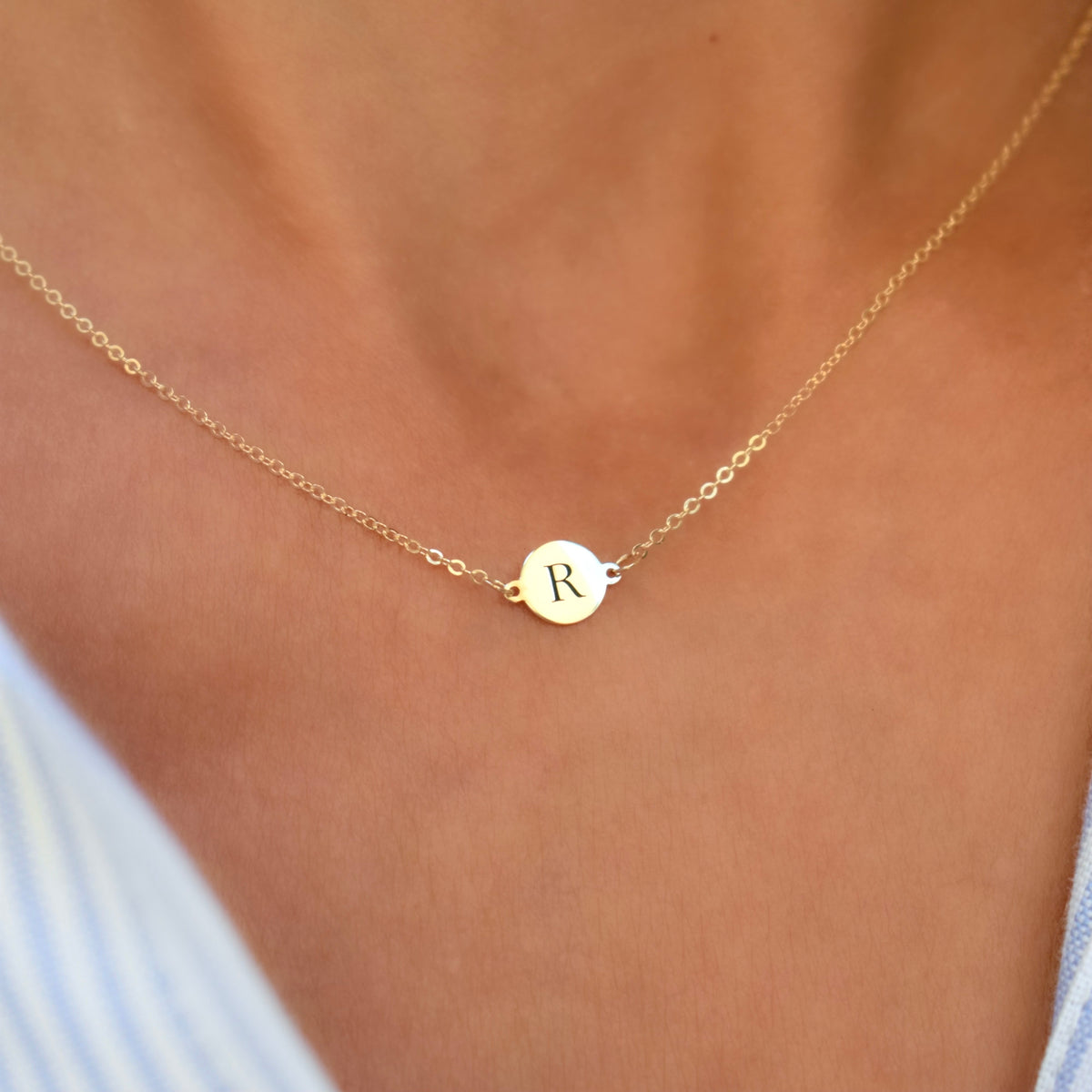 Diamond Letter R Necklace in 10k Gold | Medley Jewellery