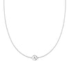 14k white gold cable chain necklace featuring one 1/4” flat disc engraved with the letter A