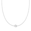 14k white gold cable chain necklace featuring one 1/4” flat disc engraved with the letter C