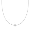 14k white gold cable chain necklace featuring one 1/4” flat disc engraved with the letter D