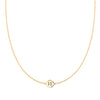 14k yellow gold cable chain necklace featuring one 1/4” flat disc engraved with the letter H- front view