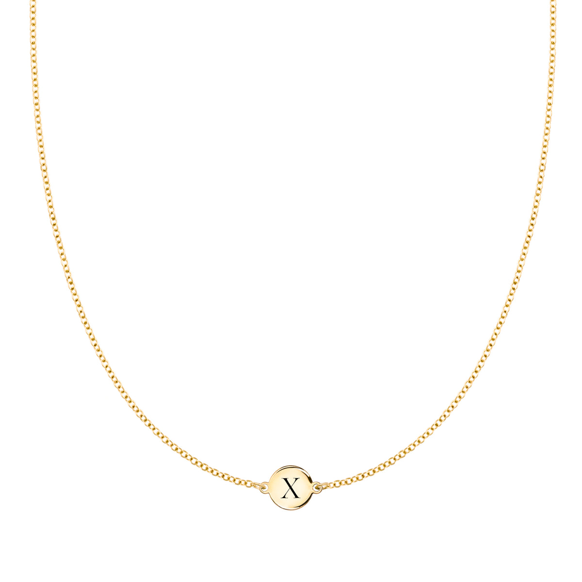 Gold Mini Initial Circle Necklace - Uppercase | Tiny Tags