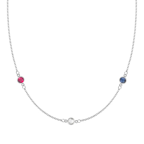 Liberty 3 Stone Necklace in 14k Gold - White Gold