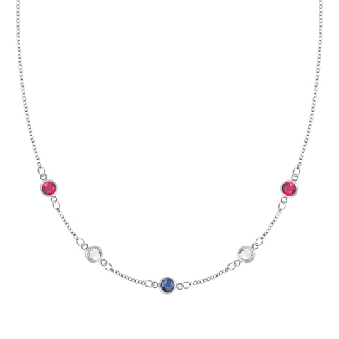 Liberty 5 Stone Necklace in 14k Gold - White Gold