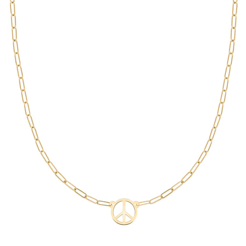 Small Peace Sign Adelaide Mini Necklace in 14k Gold