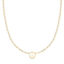 Peace Sign Adelaide Mini Necklace in 14k Gold
