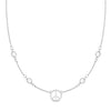 Small Peace Sign & 4 Birthstone Necklace in 14k Gold