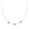 14k white gold cable chain necklace featuring three 1/4” flat engraved letter discs, spelling M-heart-M