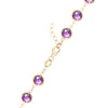 14k yellow gold 1.17 mm cable chain with a lobster claw clasp and 6 mm briolette cut bezel set amethysts