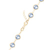 14k yellow gold 1.17 mm cable chain with a lobster claw clasp and 6 mm briolette cut bezel set aquamarines