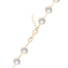 14k yellow gold 1.17 mm cable chain with a lobster claw clasp and 6 mm briolette cut bezel set moonstones