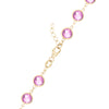 14k yellow gold 1.17 mm cable chain with a lobster claw clasp and 6 mm briolette cut bezel set pink sapphires