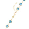 14k yellow gold 1.17 mm cable chain with a lobster claw clasp and 6 mm briolette cut bezel set Nantucket blue topaz