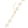 14k yellow gold 1.17 mm cable chain with a lobster claw clasp and 6 mm briolette cut bezel set white topaz