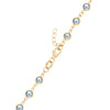 14k yellow gold 1.17 mm cable chain with a lobster claw clasp and 4 mm briolette cut bezel set aquamarines