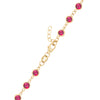 14k yellow gold 1.17 mm cable chain with a lobster claw clasp and 4 mm briolette cut bezel set rubies