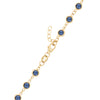 14k yellow gold 1.17 mm cable chain with a lobster claw clasp and 4 mm briolette cut bezel set sapphires