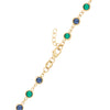 14k yellow gold 1.17 mm cable chain with a lobster claw clasp and alternating 4 mm briolette cut sapphires and emeralds