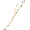 14k yellow gold 1.17 mm cable chain with a lobster claw clasp and 4 mm briolette cut bezel set aquamarines