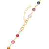 14k yellow gold 1.17 mm cable chain with a lobster claw clasp and alternating 4 mm rainbow hued gemstones