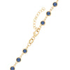 14k yellow gold 1.17 mm cable chain with a lobster claw clasp and 4 mm briolette cut bezel set sapphires