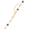 14k yellow gold 1.17 mm cable chain with a lobster claw clasp and 4 mm alternating briolette cut sapphires and moonstones