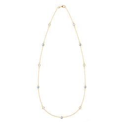 Noel Aquamarine and White Topaz Bayberry 11 Stone Necklace in 14k Gold
